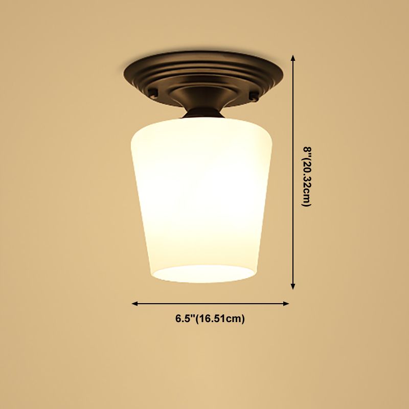 Black Close to Ceiling Light Simple-Style Glass Shade Semi Flush Mount Ceiling Light