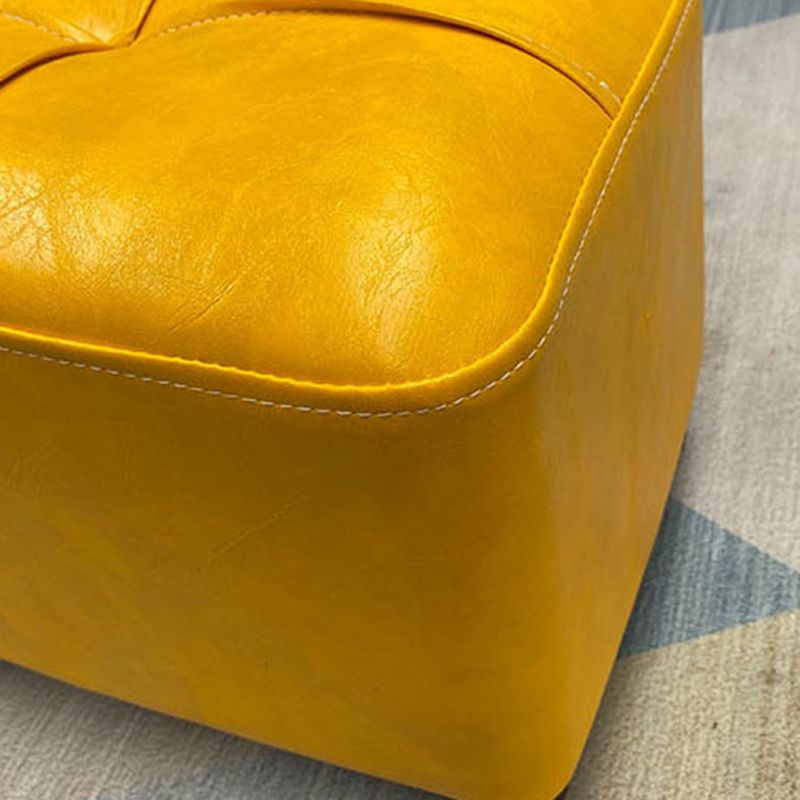 Contemporary Pouf Rectangle Plain Faux Leather Tufted Water Resistant Pouf Ottoman