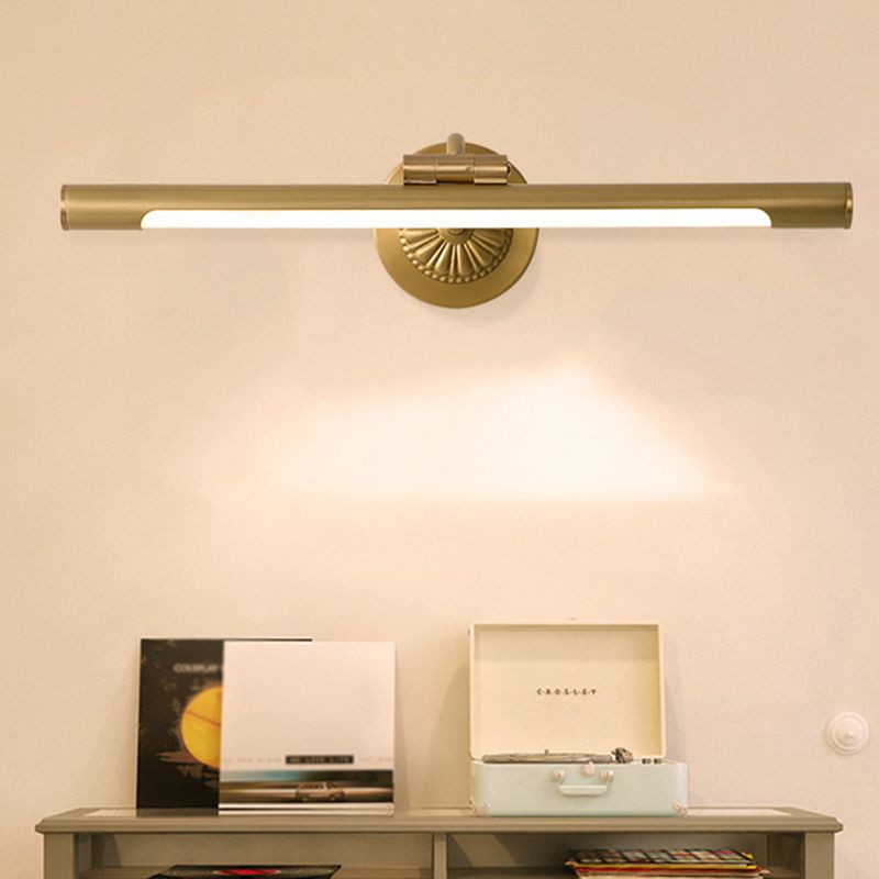 Brass Strip Mirror Light American Style Waterproof 1 Light Wall Lamp for Bathroom