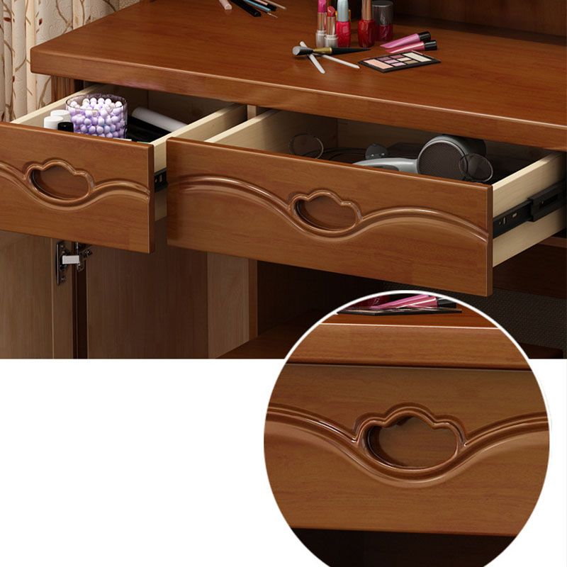 Make-up Vanity Standing Solid Wood Double Drawers Traditional