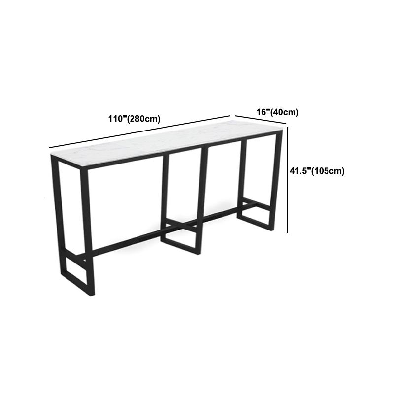 Modern 1/7 Pieces Bar Table Set Rectangle Stone Counter Table with High Stools for Balcony