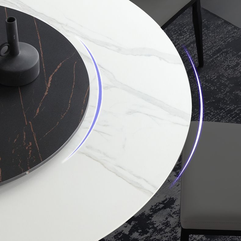 Modern Round Dinette Set 1/4/7 Pieces Sintered Stone Top Dining Table Set with Turntable