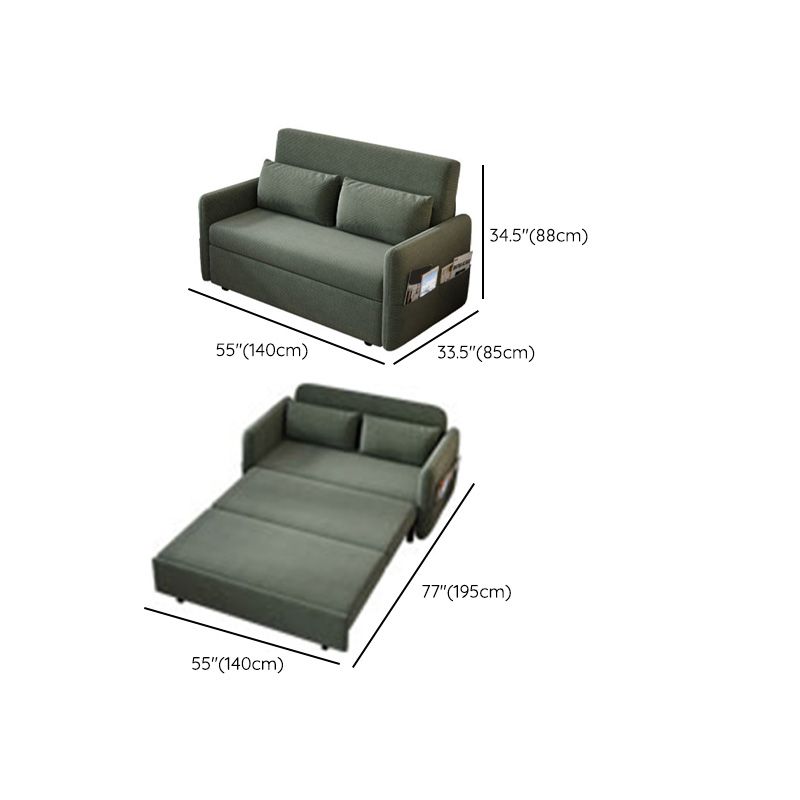 Glam Corduroy Pillow Back Sleeper Sofa Storage Sofa Bed in Green