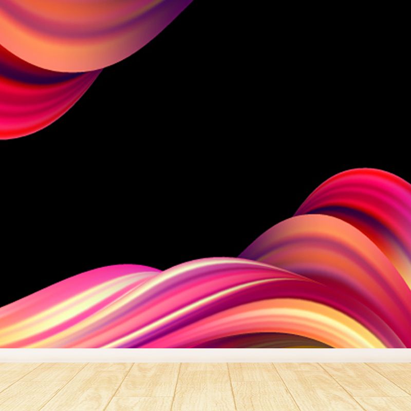 Abstract Ribbons Wall Paper Mural Contemporary Non-Woven Wall Decor for Girls Room