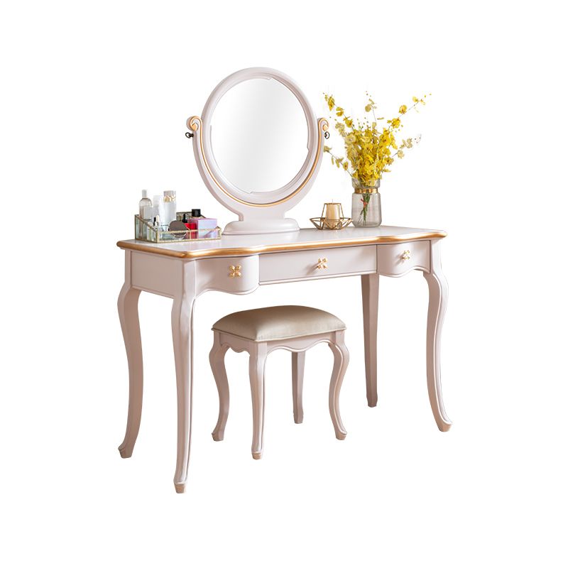 3 Storage Drawers & Mirror Vanity Set Victorian Wood Make-up Vanity