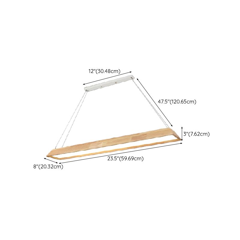 Modern Wood Pendant Light Geometric Shape Island Light with Acrylic Shade for Living Room