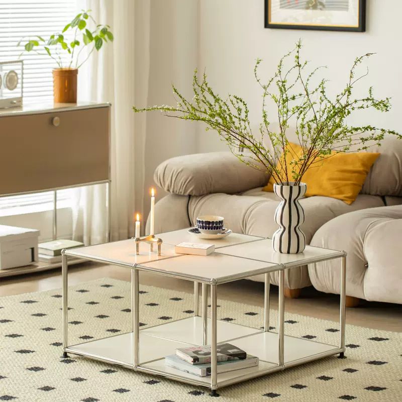 15.75" Tall Mid-century Style Coffee Cocktail Table Metal Coffee Table