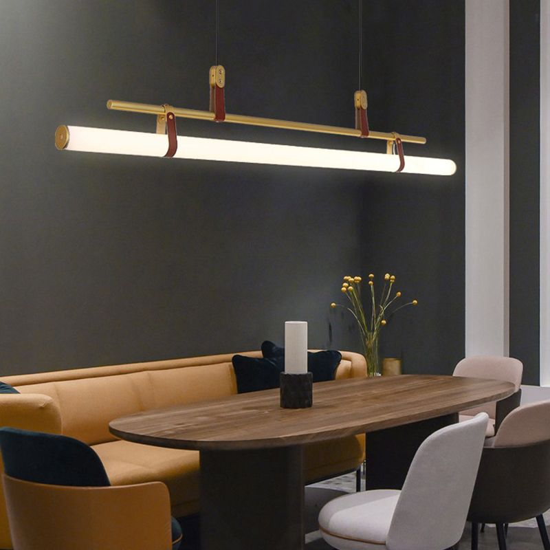 1 Light Strip Shade Hanging Light Modern Style Acrylic Island Light for Living Room