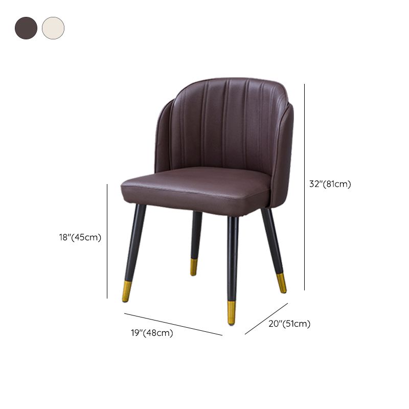 Glam Arm Dining Chairs Faux Leather Side Chairs with Metal Legs