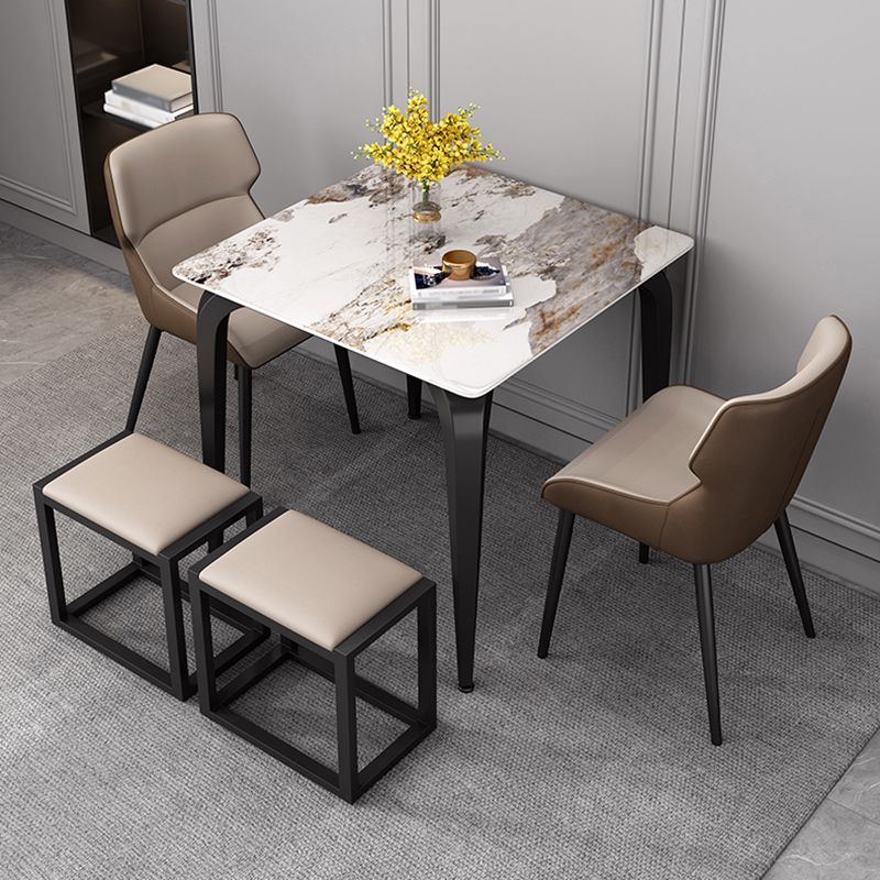 Industrial Square Shape Standard Dining Table Sintered Stone Top Dining Table for Kitchen