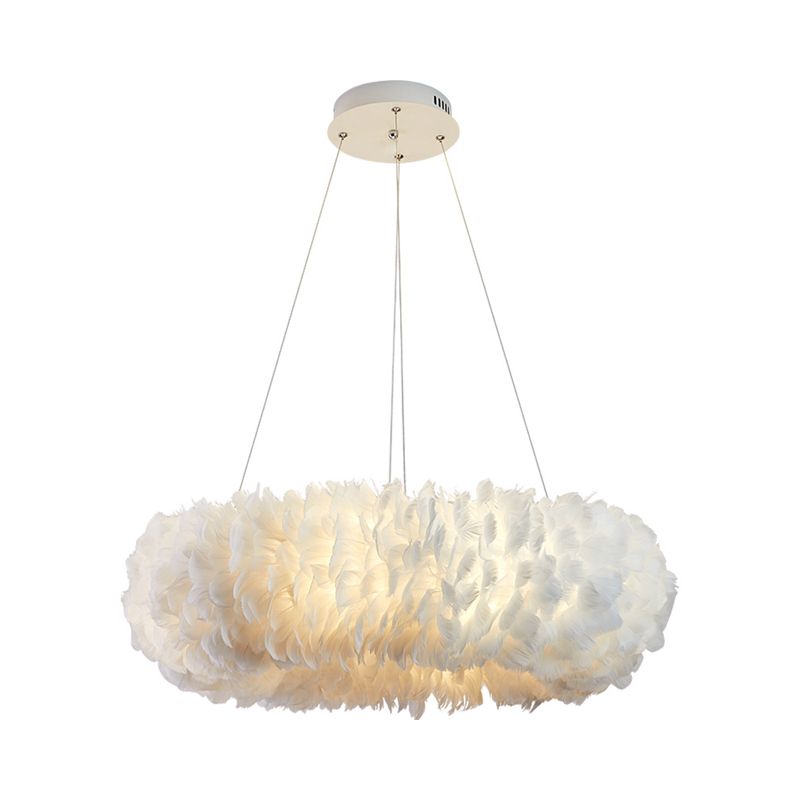 Luce a sospensione a sospensione circolare semplice semplice 19,5 "/27,5" /31,5 "largo 8 lampadine lampada a sospensione bianca