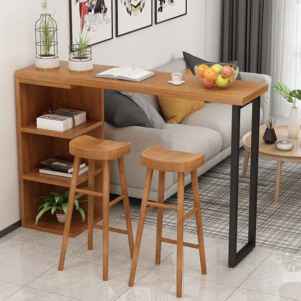 Glam 1/2/3 Pieces Bar Table Set Rectangle Wooden Bar Table with Bar Stool