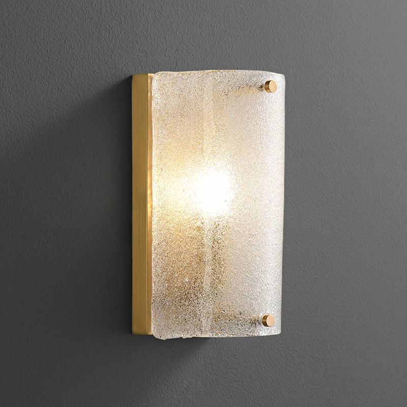 Modern Metal Wall Sconce Semicircle Shape Wall Light with Glass Shade for Bedroom