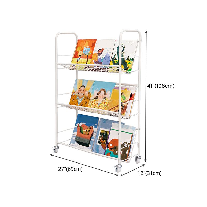 Modern Style Etagere Bookshelf Vertical Open Back Metal Bookcase for Home