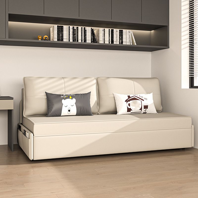 Pillow Back White Sleeper Sofa Bonded Leather Scandinavian Futon Sofa Bed