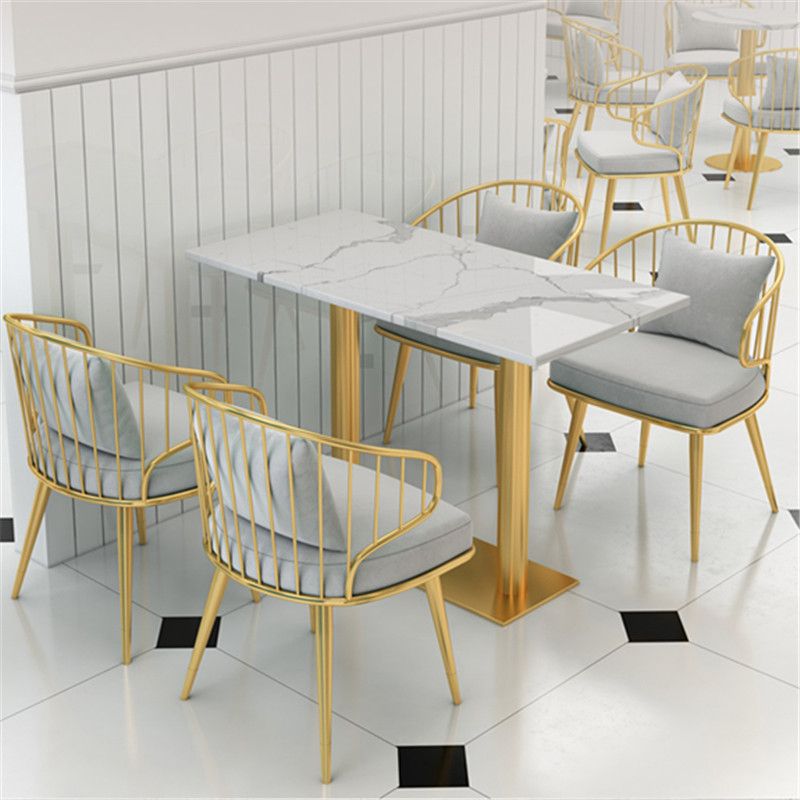 Metal Arm Chair Glam Style Windsor Back Dining Chair for Dining Room