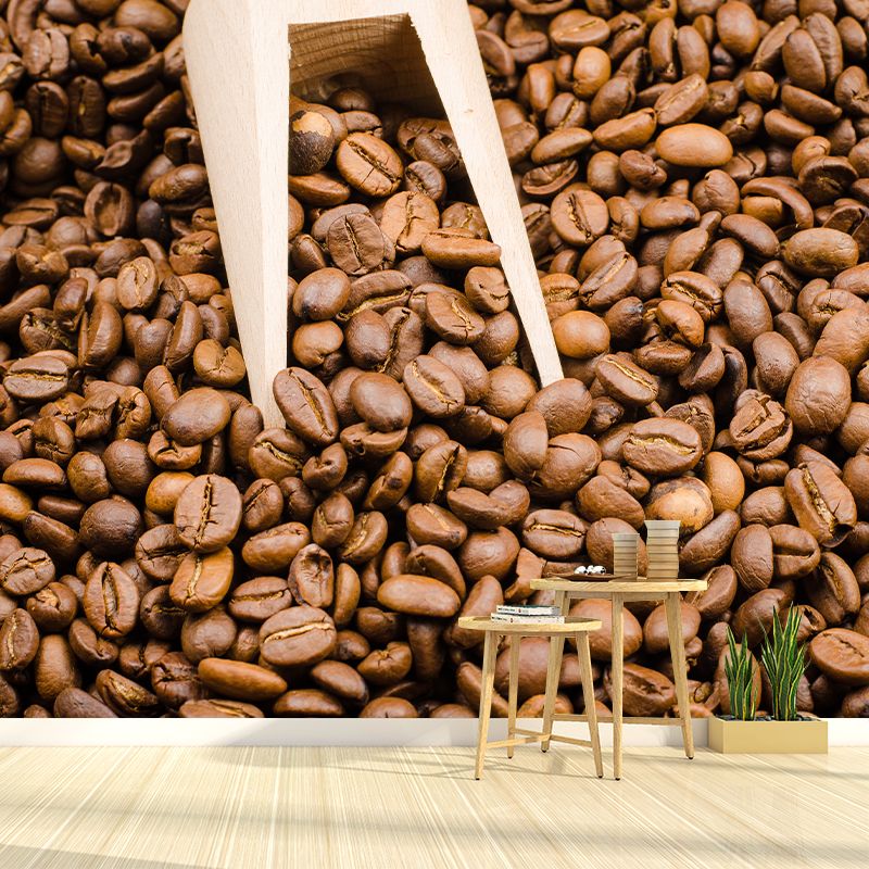 Coffee Beans Mural Wallpaper Decorative Coffee Bar Wall Art in Soft Color