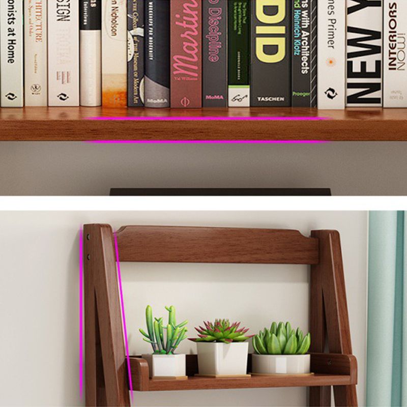 Rubber Wood Ladder Bookshelf Contemporary Open Bookcase for Home Office