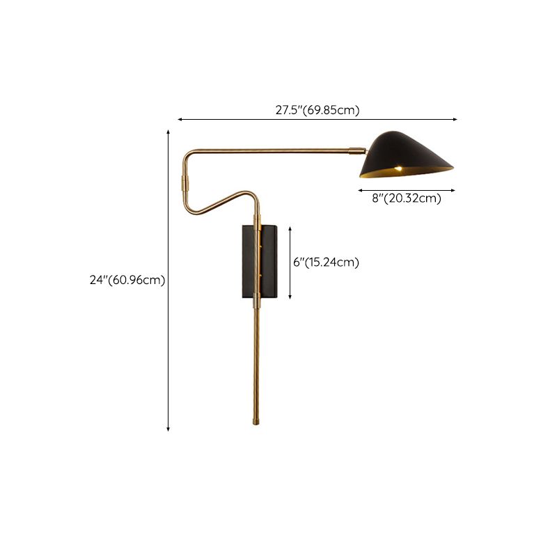 Modern Wall Sconce Geometric Shape Wall Light with Metal Shade for Bedroom in Black