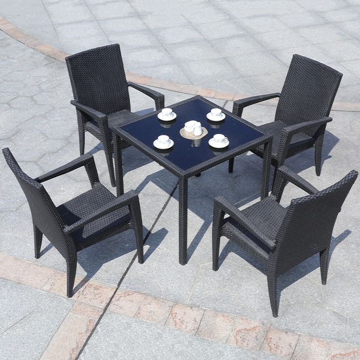 Modern Dining Set 1/5 Pieces Glass Dining Table Set for Outdoor