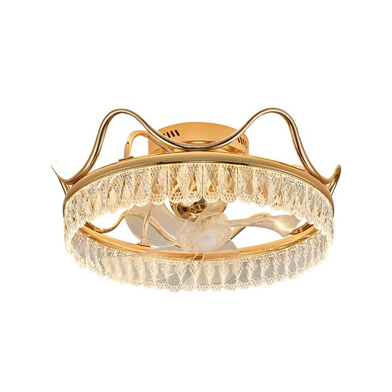 7-Blade LED Golden Ceiling Fan Contemporary Fan with Light for Bedroom