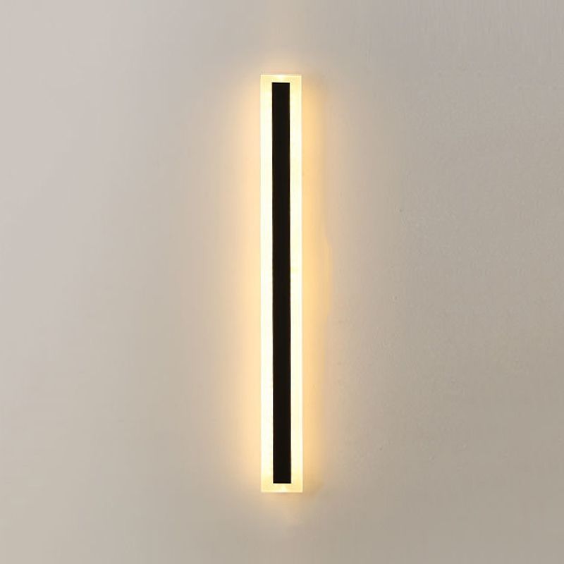 Metal Linear Shape Wall Light Modern Single Light Wall Mount Fixtures in Black