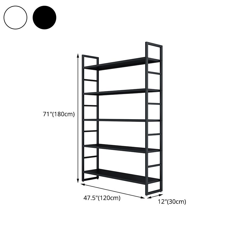 3/4/5-Shelf Iron Etagere Bookshelf Black and White Vertical Bookcase for Living Room