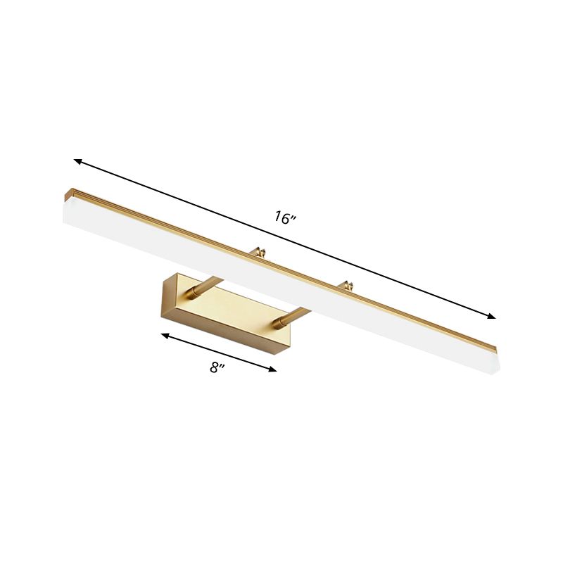 16"/19.5" W Rectangular Wall Sconce Lighting Modernist Style Acrylic LED Bathroom Vanity Light in Gold, Warm/White Light