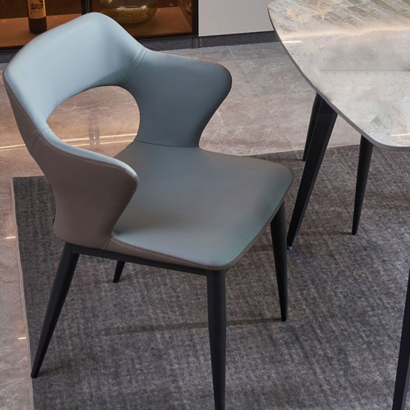Eigentijdse stijl metalen eetstoelen keuken open achterkant zijstoelen