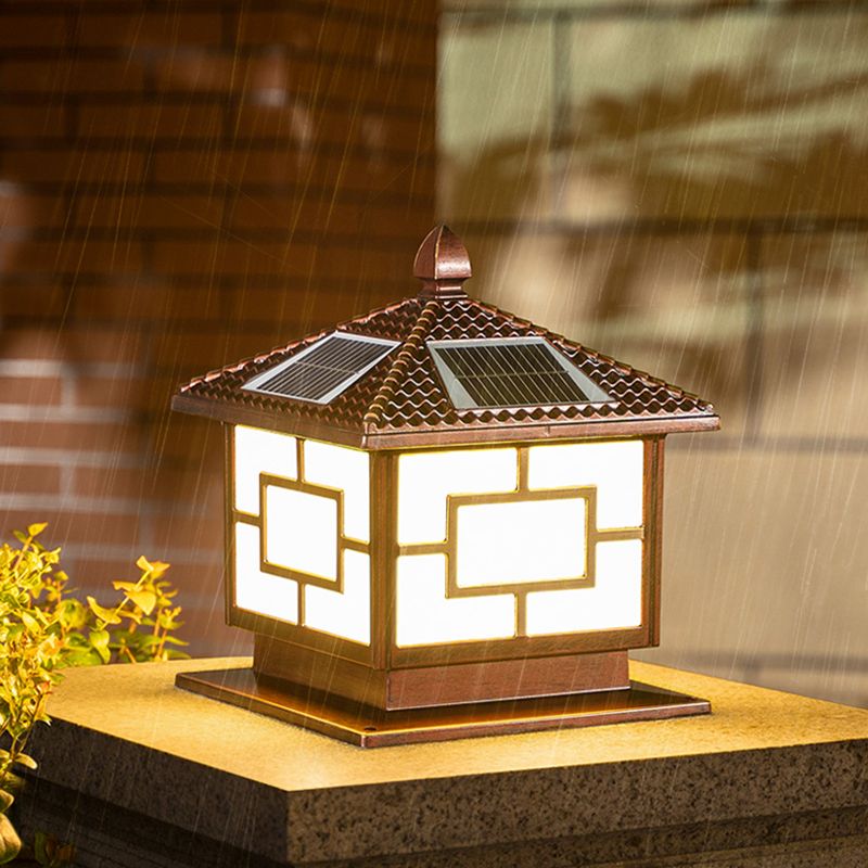 Modern LED Solar Lighting Fixture with Acrylic Shade for Backyard