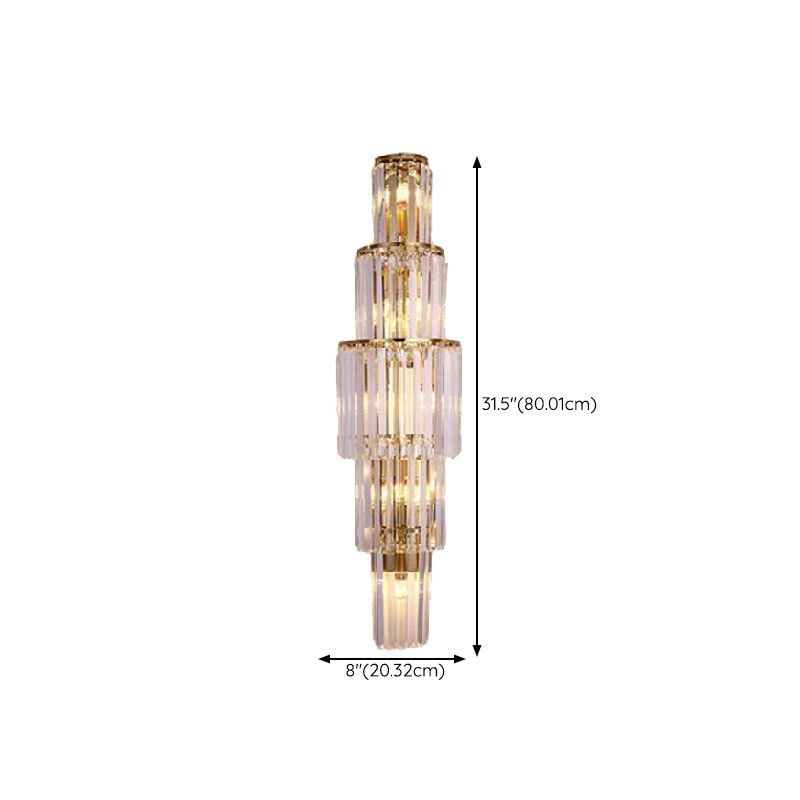 Contemporary 5/7-Light Golden Wall Mounted Sconce Crystal Shaded Wall Light