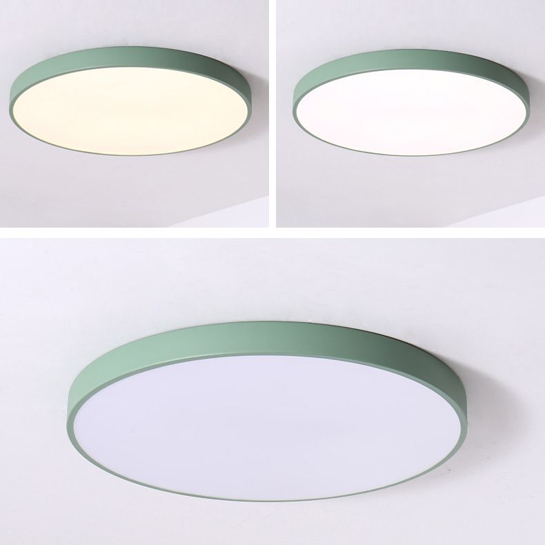 Lampada da soffitto a LED di forma rotonda moderna Macaroon Iron 1 Light Flush Mount per sala da pranzo