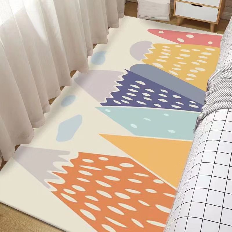 Pink Modern Rug Polyester Chrysanthemum Rug Washable Rug for Drawing Room