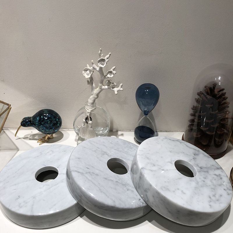 Stone Circle Hanging Light Fixture Minimalist White Down Lighting Pendant for Dinning Room