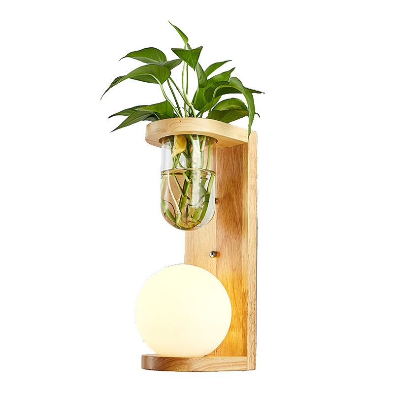 Modern Style Wall Light Wood 1 Light Sconces for Bedroom without Plant