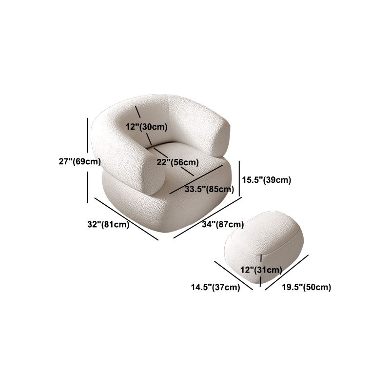 31.88" Wide Wool Barrel Chair Beige Barrel Accent Chair with Footrest