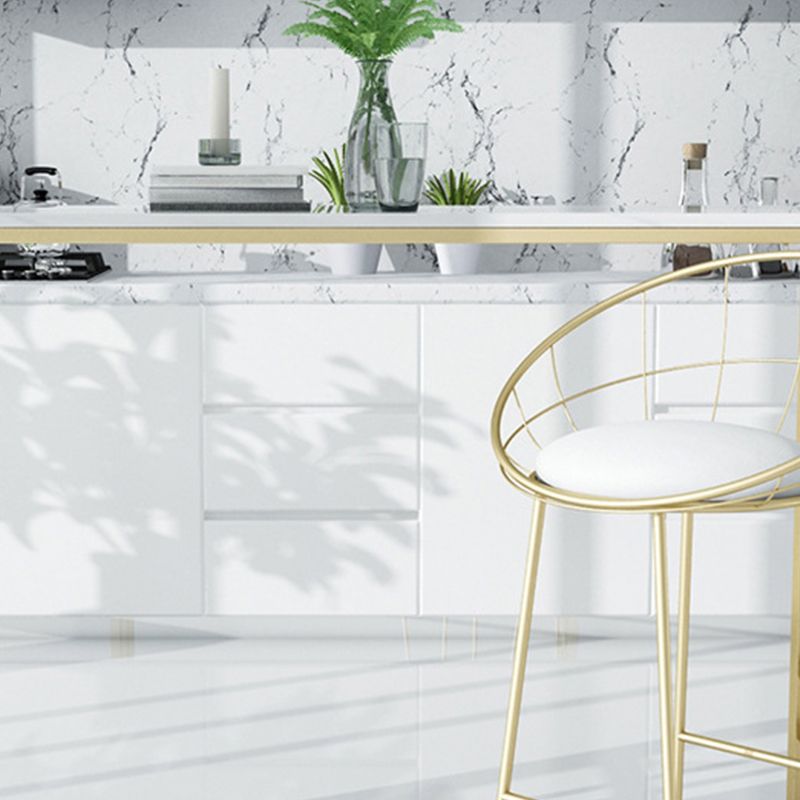 Glam Style Rectangle Bar Table Faux Marble Fixed Bar Height Table for Indoor