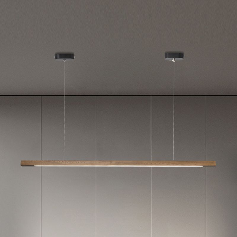 1 Light Linear Island Light Fixtures Modernism Wood Island Pendant Lights for Kitchen