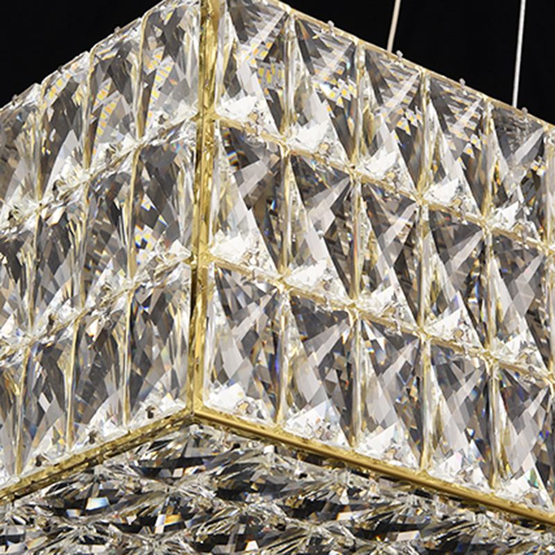 Contemporáneo de lámpara de cristal biselada Lámpara de lámpara de cristal lineal isla colgante para comedor