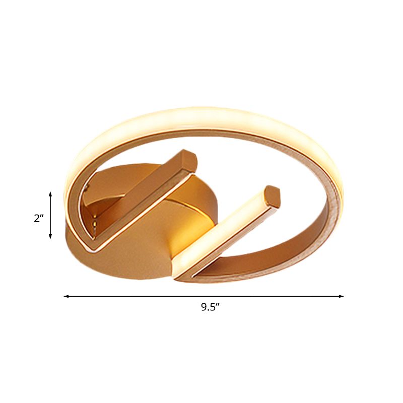 Gold Geometric Flush Mount Lamp Simplicity LED Metal Ceiling Light Fixture, White/Warm Light