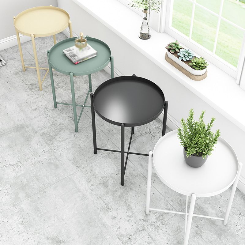 4 Legs Base Design Carbon Steel White/green/black/yellow Round Side Table