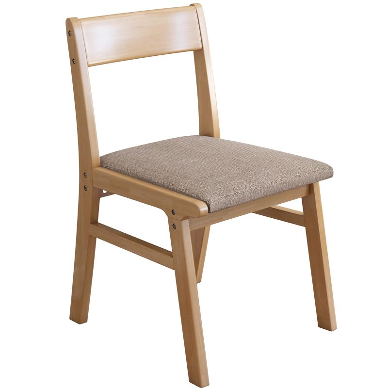 Silla de comedor sin brazos de Rubberwood, silla lateral de comedor tapizada con espalda abierta