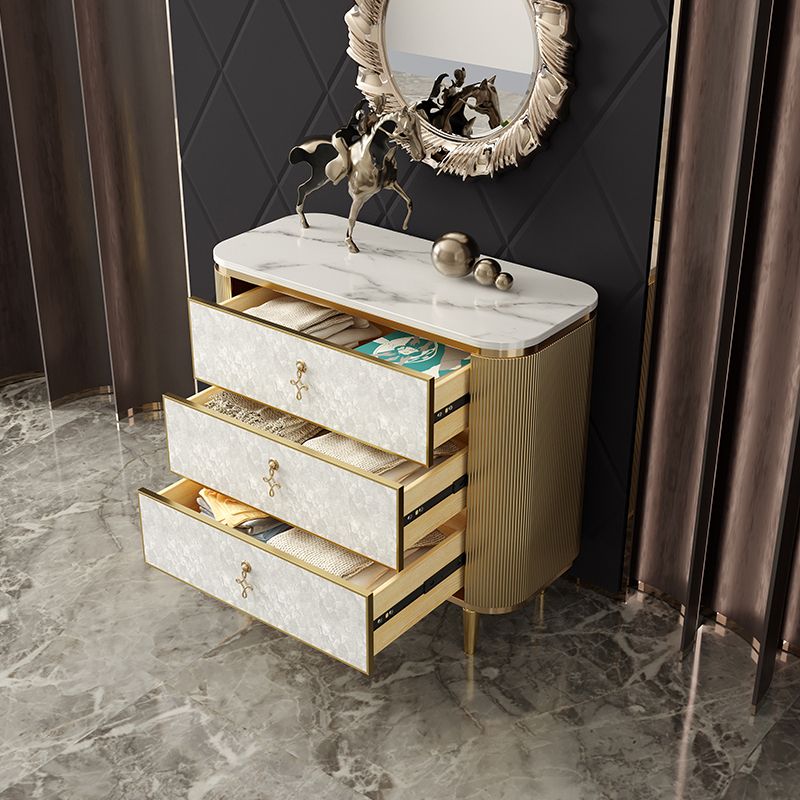 Glam Vertical Vertical Stone Storage Wood Dresser with 3/4/5 Drawers for Bedroom