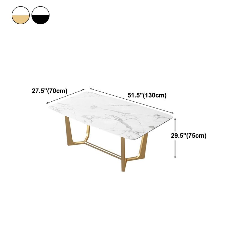 Traditional Luxury Dining Table Sintered Stone Table with Gold Frame for Home