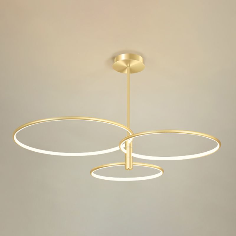 Round Chandelier Light Fixtures Modern Multi-Tier Gold Suspension Pendant Lamps
