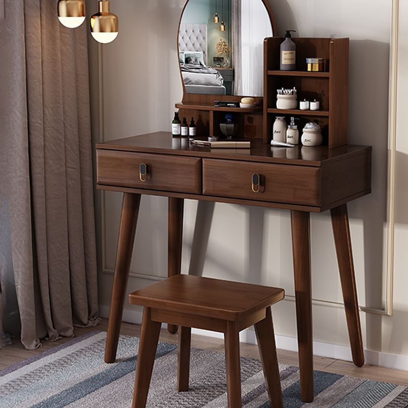 Modernist Solid Wood Make-up Vanity Home Vanity Desk with Mirror for Bedroom