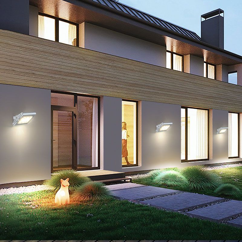 Panel LED Spotlight Wall Light Simplicity Aluminum Courtyard Wall Sconce Lighting in Silver