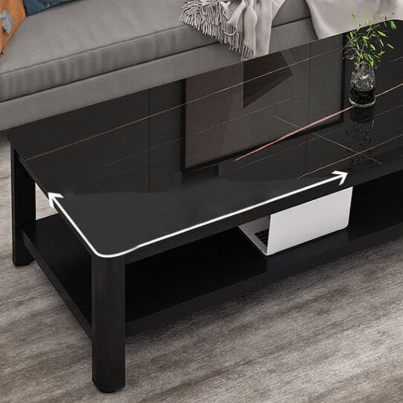 Contemporary Glossy Accent Table Rectangular Coffee Table with Shelf