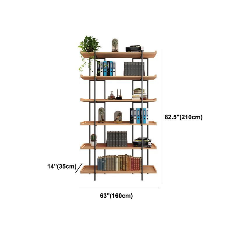 Industrial Style Open Bookshelf Etagere Shelf Bookcase with Rectangular Shelves