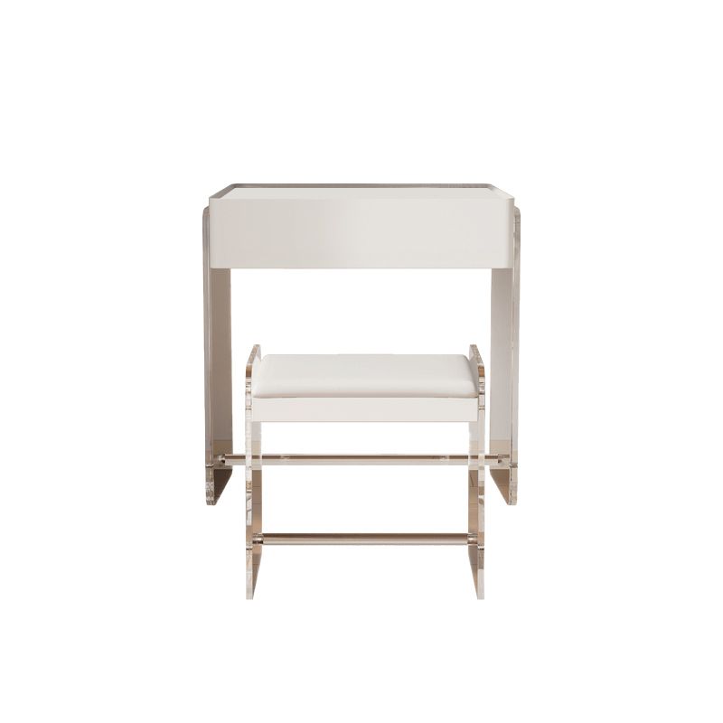 Modern Vanity Makeup Dressing Table Acrylic Stool Set in White